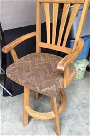 Vintage Art Deco High Back Swivel Kitchen Chair Or Bar Stool