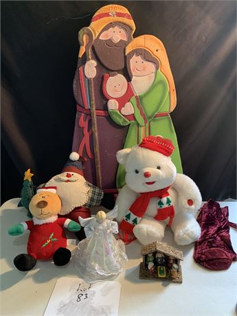Large Painted Styrofoam Nativity Angel Tree Topper Stuffed Decor