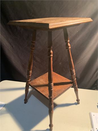 Victorian Dark Wood Tall Plant Telephone Stand Accent Table