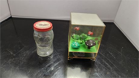 Vintage Glass Jar & Berman & Anderson Vintage Music Box. WORKS