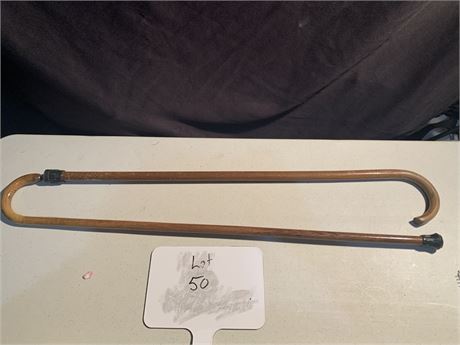 Wood Walking Canes With Rubber Ends Lot of 2