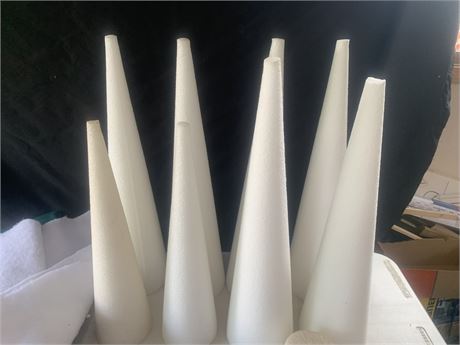 Crafting Lot 9 Styrofoam Christmas Trees Varying Sizes Large Sheet Of Green Felt