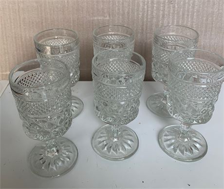 Vintage Anchor Hocking Wexford Clear Goblet Glassware Set Of 6