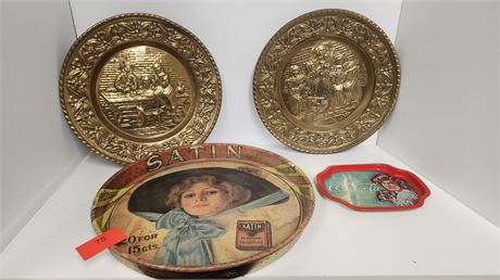 4 Vintage Metal Decorative Trays