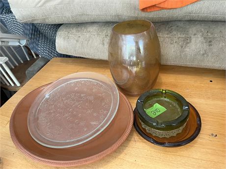 Glass Ashtrays, Vase