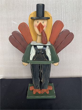 Colorfully Painted Wood Turkey Thanksgiving Fall Decoration