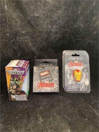 Marvel Comic Lot Guardian Galaxy Nesting Dolls Iron Man Keyring Avengers Trivia