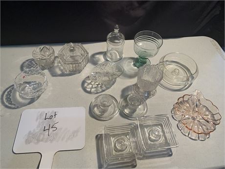 Clear Glass Candle Holder Trinket Candy Dish Apothecary Jar Bowl Lot