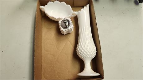 Lot Of Hobnail Milk Glass