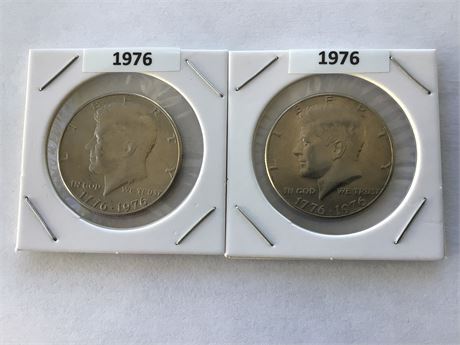 2- 1976 Bicentennial 1/2 Dollar Coins