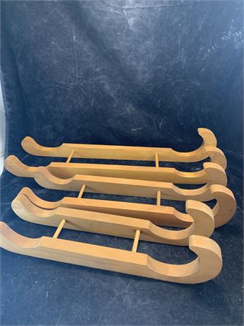 Vintage Wooden Handmade Sleigh Rails For Crafting Wood Projects Lot Of 3