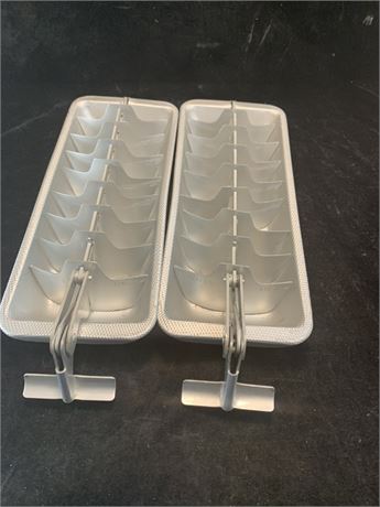 Vintage Silver Aluminum Ice Cube Trays Set Of 2