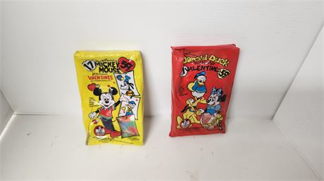 2 Packs Of Vintage Unopened Valentines. Mickey Mouse & Donald Duck
