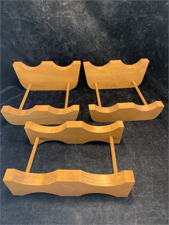 Vintage Small Handmade Wood Wine Bottle Holders Racks Lot Of 3