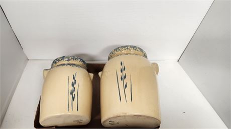2 Small Roseville Decorative Crocks