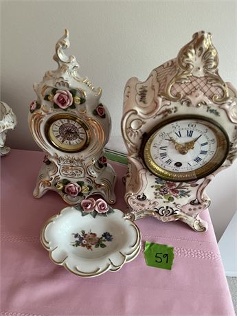 Vintage Porcelain Clocks and dish, Germany