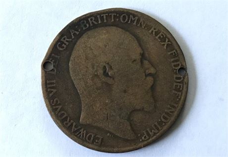 1908 UK One Penny (Holed for Necklace?)