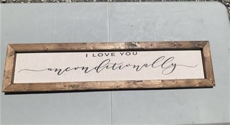 I Love You Unconditionally Wall Art Painted On Canvas Framed 36.25 x 8.5