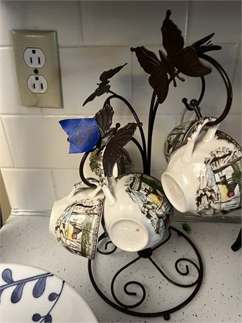 Vintage Mugs and Mug Tree