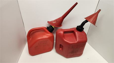 2 Plastic Red Gas Cans