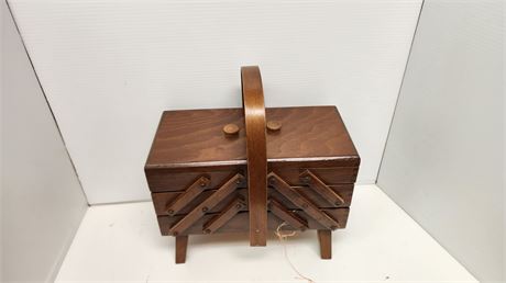 Vintage Sewing Case & Sewing Supplies.  Case Needs Repaired