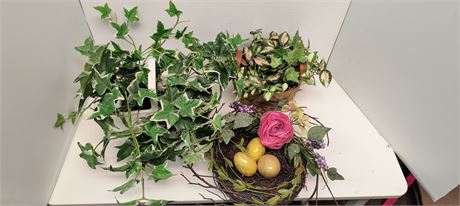 Baskets and fake plants