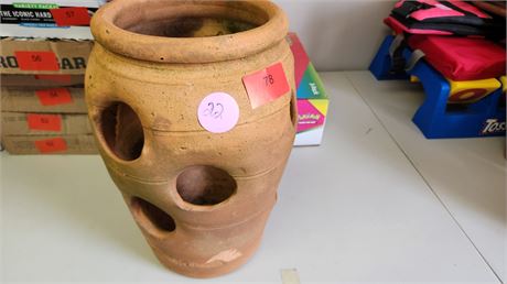 Clay Pottery Planter Vase. Has Damage & Wear To It