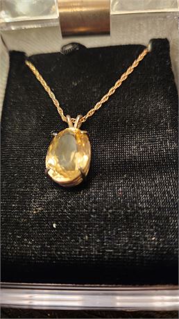 Citrine Necklace With Sterling Silver Chain. Pretty & Vintage