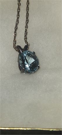 Blue Topaz Necklace with sterling chain