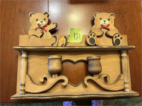 Vintage Wall Candleholder Decor with Bears