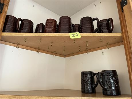 Brown Glazed Mugs Lot