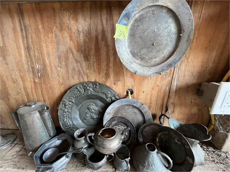 Mix Lot Antique Metal Serving Table Setting