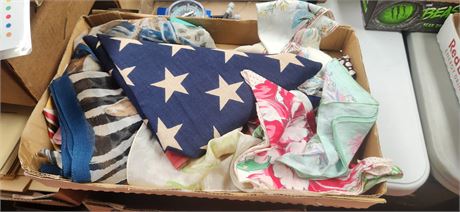 Lot of Scarves and a Flag