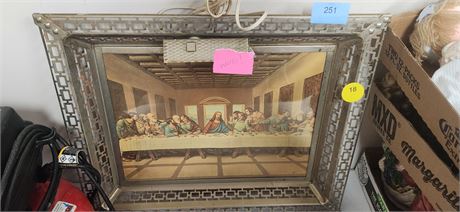 Framed Lighted Last Supper Artwork