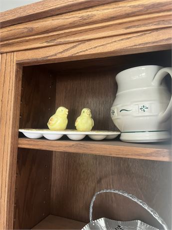 Longaberger Pottery, Chick and Egg Tray, Shelf Lot,