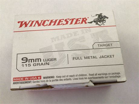 Winchester 9MM Ammunition - 100 Rounds