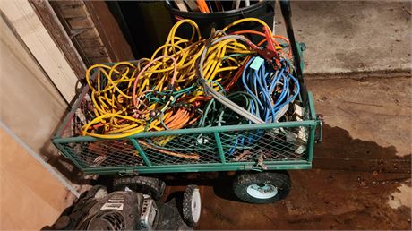 Large Lot Of Extension Cords. LAWN CART NOT INCLUDED IN LOT