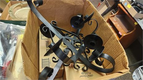 2 Metal Candle Holders With Globes