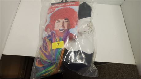 2 Halloween Wigs & Clown Shoes