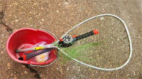 Plastic Bucket & Fishing Net & Masks & Rocket Fishing Rod