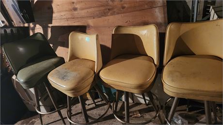 4 Vintage Leather Bar Stools. Need Cleaned & Repaired