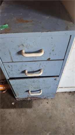 Small Metal Cabinet & Contents