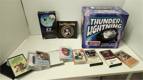 Strobe Light & ET VHS Tape & Cassette Tapes