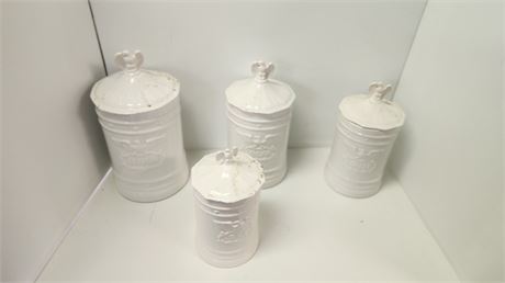 Lot Of Ceramic Eagle Canisters. Some Chips In a Couple Of Them.