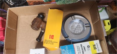 Vintage Pipe & Ash Butler Ashtray & Projection Lamp & Kodak EC-3 Remote Control