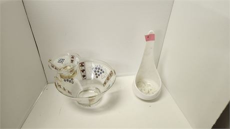 Vintage Glass Chip & Dip Bowl & Miscellaneous Glass Item