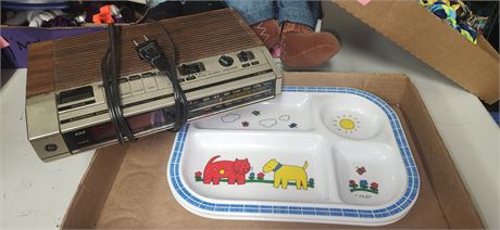 Alarm Clock/Radio & Plastic Plates