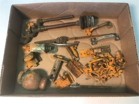 Flat of Vintage Handles & Misc.