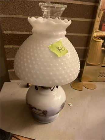 Vintage Milk Glass Oil Lamp