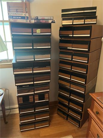 VHS Storage, Plastic Pull Out, Stackable with VHS Tapes Included